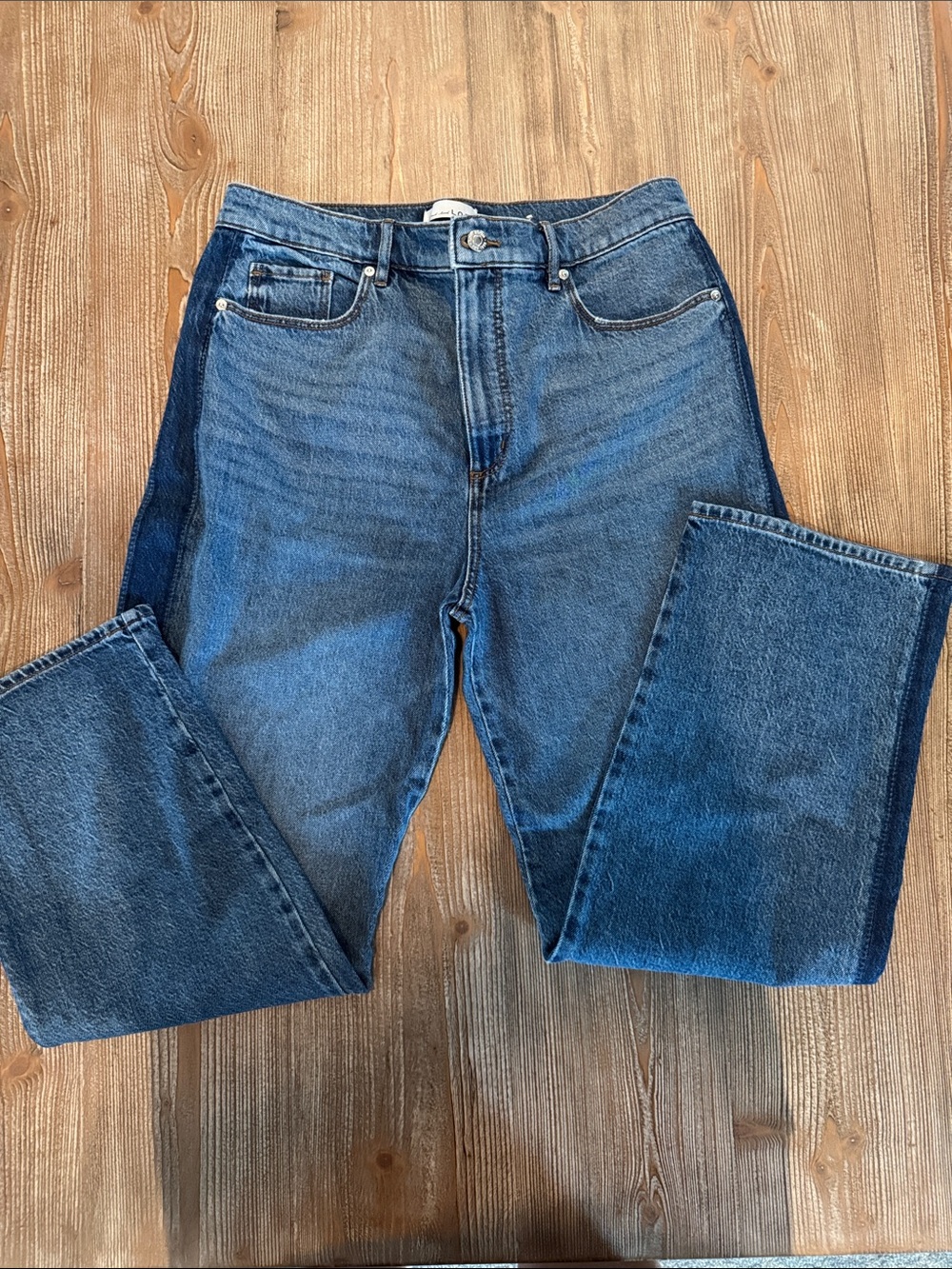 LOFT Women’s Medium Blue with Dark Blue Stripe Straight Jeans